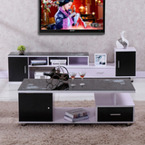 现代简约欧式小户型伸缩 钢化玻璃茶几电视柜组合客厅实木质柜子