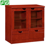 FG上海办公家具红胡桃木油漆茶水柜矮柜储物柜实木贴皮烤漆茶水柜