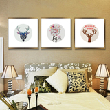 北欧麋鹿装饰画简约客厅背景墙画创意组合儿童卧室墙画餐厅三联画