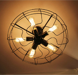 Loft RH美式乡村工风风个性创意设计师 复古铁艺电风扇吸顶灯