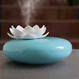 荷花陶瓷加湿器家用创意迷你超静音精油香薰机空气香薰加湿器