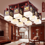 现代新中式客厅大吊灯长方形LED吸顶灯具实木餐厅灯仿古典卧室灯