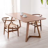 100%纯实木餐桌椅组合1.8M 胡桃木色北欧家具 创意日式餐桌宜家