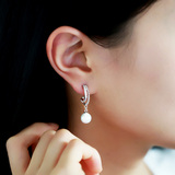 日韩国925银针水滴长款耳钉女时尚气质耳环新娘耳饰人造珍珠耳坠