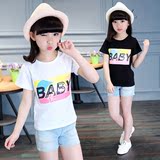女童短袖t恤纯棉2016夏季韩版童装半袖中大童女装儿童夏装体恤衫