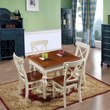 实木抽拉桌子小户型现代简约地中海折叠伸缩餐桌椅组合一桌四椅