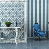 AB版蓝色地中海风格欧式无纺布墙纸 客厅卧室满铺特价环保壁纸