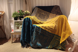 尼泊尔风格蓝色地中海雪尼尔沙发毯清新沙发巾床盖桌布全盖沙发罩