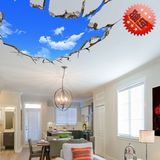 穿墙创意蓝天白云3D立体天花板墙贴客厅卧室背景墙装饰画贴纸特价