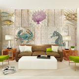 地中海木纹艺术电视背景墙纸 复古客厅卧室书房壁纸无缝大型壁画