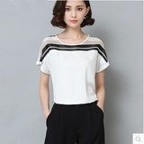 雪纺衫女2016夏季新款韩国短袖T恤宽松女士上衣夏大码显瘦蝙蝠衫