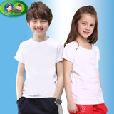 宝宝白色短袖T恤男童女童圆领纯色汗衫文化全棉儿童中大童黑白T恤