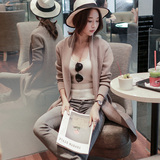 2016春装新款韩国版时尚中长款针织衫开衫女士披肩上衣毛衣外套潮
