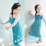 韩版儿童长袖梦幻裙子 女童圣诞节冰雪奇缘爱莎公主连衣裙童裙