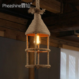 霏仙美式乡村铁艺麻绳灯loft创意个性复古餐厅酒吧咖啡厅吧台吊灯
