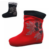 2014新款正品老北京布鞋冬款女靴子时尚绣花鞋坡跟短筒靴保暖棉靴