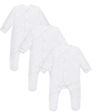 英国代购mothercare 宝宝婴儿纯棉纯白长袖连体衣爬服 3件套R1282
