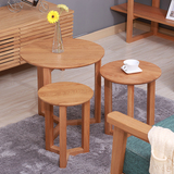 简约现代日式实木圆形角几宜家北欧式小户型客厅沙发小边几花架