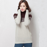 新款秋冬韩版代购女装打底针织衫宽松套头加厚中长款高领毛衣