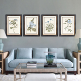 美式植物花卉挂画 现代客厅有框三联装饰画 餐厅卧室二联竖墙壁画