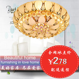 小象LED传统金色聚宝盆客厅灯具圆形水晶灯吸顶灯饰卧室大气现代