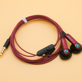 DIY索尼索爱耳塞式耳机红色带麦手机线控通用3.5接口重低音耳机