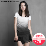 s.deer【聚】圣迪奥专柜正品女装休闲复古波点短袖T恤S14280160