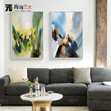 78九 抽象油画三拼组合画现代简约家居客厅玄关沙发背景墙装饰画