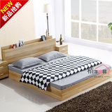 包邮板式床 简约现代双人床1.8米1.5米实木床头柜储物特价榻榻米