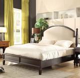 美式乡村床1.5/1.8米实木双人床婚床卧室复古全实木真皮软包床