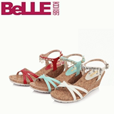 Belle百丽2015年夏季白色羊皮女凉鞋3RME1BL5