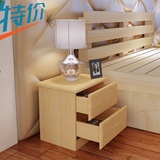 新款特价实木床头柜家用收纳时尚两斗柜带门简约现代储物柜松木柜