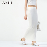 Amii[极简主义]秋季新品女H型包臀针织毛线半身裙