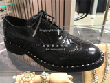 龍龍香港正品代購ASH 16秋冬 WING 黑色雕花铆钉系帶低跟女鞋