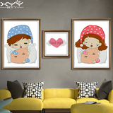 十字绣情侣结婚人物新款卡通三联画5D客厅简单小挂画现代可爱系列