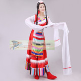 新款藏族服装 藏族舞蹈服装水袖 女民族舞蹈服装卓玛演出表演服装