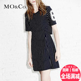 2015夏季新款MOCo竖条纹短袖连衣裙欧美休闲裙子连身裙MA152SKT38