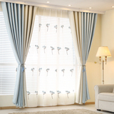 纯色加厚拼接棉麻窗帘亚麻布料现代简约客厅卧室遮光成品定制窗帘