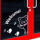 卡通小猫欢迎光临 各种WIFI玻璃贴纸瓷砖壁贴画 店铺橱窗墙贴
