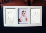 防尘相框三格新生儿手模宝宝手足印套装手印泥纪念品婴儿手脚印