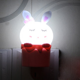 卡通兔LED小夜灯 创意装饰卧室智能光控插电夜灯 儿童壁灯插座灯