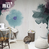 雅心 白色木纹创意油画花卉 宜家墙纸壁纸 水彩背景墙大型壁画