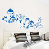 3D手绘风格大型贴纸 客厅卧室沙发背景墙 中海田园城堡墙贴