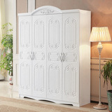 欧式衣柜实木质板式白色开门大衣橱特价整体三四门卧室衣柜