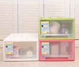 特大号单层彩色透明抽屉式整理柜 带手柄收纳柜 儿童婴儿衣柜鞋柜