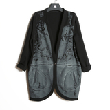 2015外贸原单女装春秋新韩版宽松长袖中长款休闲西装上衣洗水外套