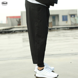 原创冬季男装港风加绒加厚夹两件小脚裤中国风潮男休闲裤男士裤子