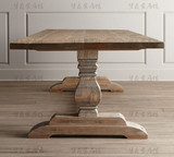 美式乡村田园地中海实木餐桌 后现代餐桌椅组合 书房家具书桌