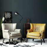 奢华欧式美式北欧真皮布艺休闲高背单人老虎椅 咖啡椅办公沙发椅