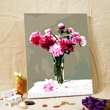 自油自画 diy数字油画 客厅卧室大幅植物花卉手绘装饰油画 康乃馨